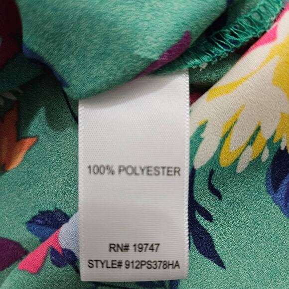 Floral Green Blouse 3/4 Bell Sleeve Womens Small Bloomcore Spring Summer Popover - Picture 9 of 14